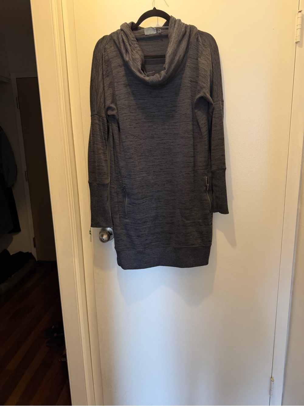 Athleta Charcoal Cowl Neck Sweater Tunic